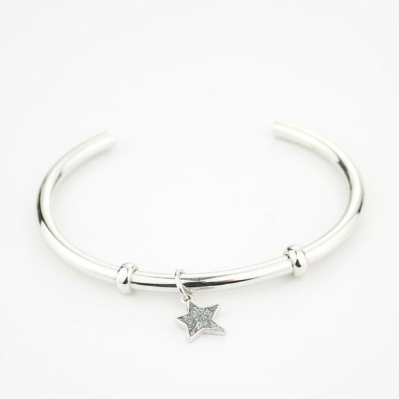 Coach Silver Glitter Star Charm Cuff Bracelet - Picture 1 of 6